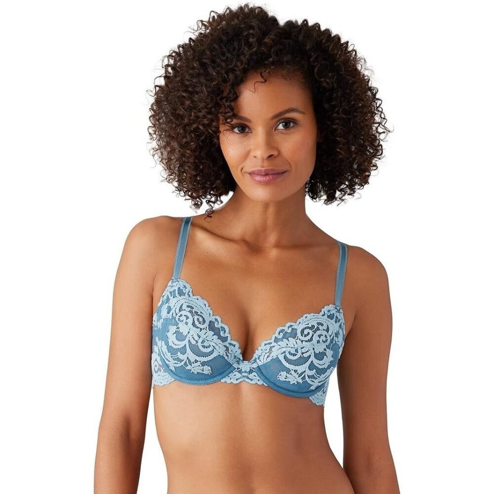 Wacoal Instant Icon Underwire Bra 40DD Lace Blue NWT Unlined